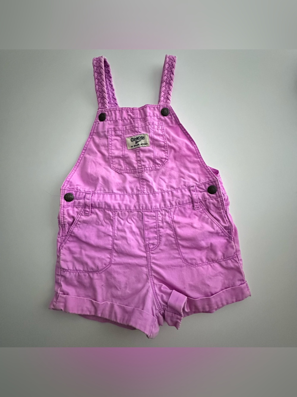 OshKosh B'gosh Bright Pink Girls' Short Overalls 24M